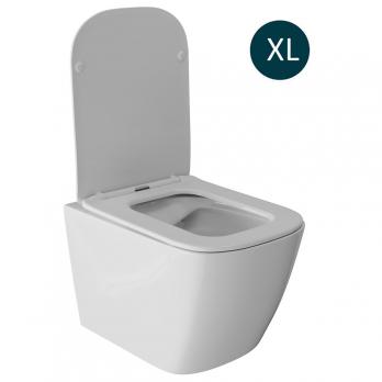 Унитаз подвесной безободковый WAVE QUADRO сид. дюропласт, м/л, быстр, БЕЛЫЙ глянец (XL)