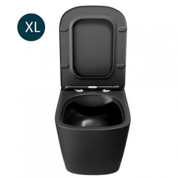 Унитаз подвесной безободковый WAVE QUADRO сид. дюропласт, м/л, быстр, ЧЕРНЫЙ матовый (XL)