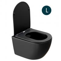 Унитаз подвесной безободковый WAVE ROUND сид. дюропласт, м/л, быстр, ЧЕРНЫЙ матовый (L)