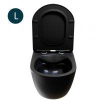 Унитаз подвесной безободковый WAVE ROUND сид. дюропласт, м/л, быстр, ЧЕРНЫЙ матовый (L)