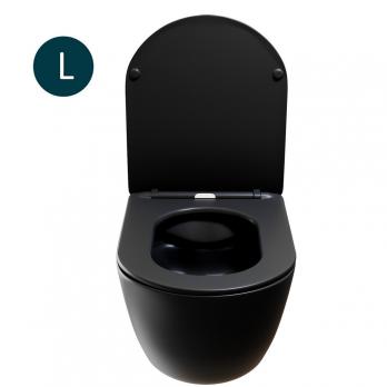 Унитаз подвесной безободковый WAVE ROUND сид. дюропласт, м/л, быстр, ЧЕРНЫЙ матовый (L)