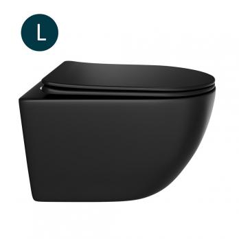 Унитаз подвесной безободковый WAVE ROUND сид. дюропласт, м/л, быстр, ЧЕРНЫЙ матовый (L)