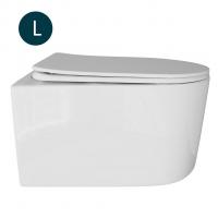 Унитаз подвесной безободковый WAVE SOLO сид. дюропласт, м/л, быстр, БЕЛЫЙ глянец (L)