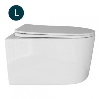 Унитаз подвесной безободковый WAVE SOLO сид. дюропласт, м/л, быстр, БЕЛЫЙ глянец (L)