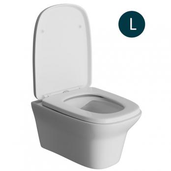 Унитаз подвесной безободковый WAVE STONE сид. дюропласт, м/л, быстр, БЕЛЫЙ глянец (L)