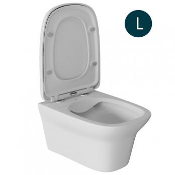 Унитаз подвесной безободковый WAVE STONE сид. дюропласт, м/л, быстр, БЕЛЫЙ глянец (L)