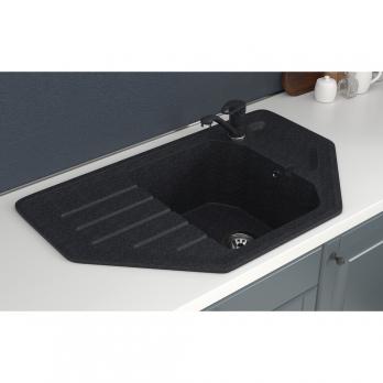 Мойка ML-GMS17 СТАНДАРТ угловая с крылом, черный (308), 780*485*190мм