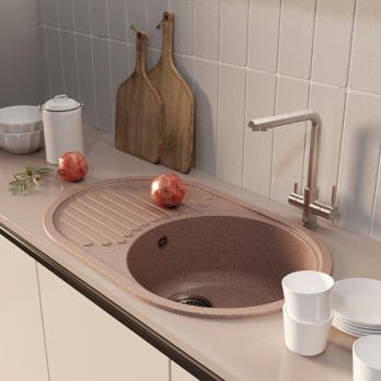 Мойка ML-GM16 КОМФОРТ овальная с крылом, терракотовая (307), 730*460*180мм