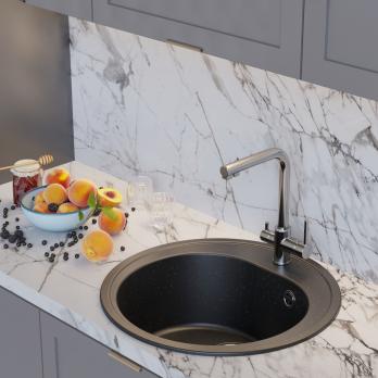 Мойкa ML-GM11 КОМФОРТ круглая, черная (308), 500мм (глуб. чаши 180)