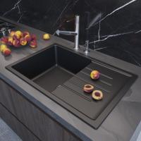 Мойка ML-GM19 КОМФОРТ с крылом, ультра-черная (344),  750*500*200мм