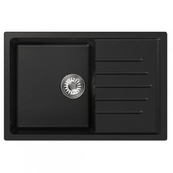 Мойка ML-GM19 КОМФОРТ с крылом, ультра-черная (344),  750*500*200мм