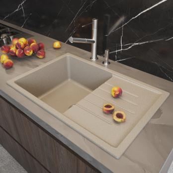 Мойка ML-GM19 КОМФОРТ с крылом, бежевая (328), 750*500*200мм