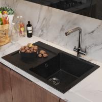 Мойка ML-GM31 КОМФОРТ с крылом, черная (308), 770*500*190мм