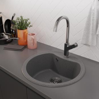 Мойкa ML-GM09 КОМФОРТ круглая, темно-серая (309), 510 мм (глуб. чаши 190)