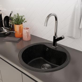 Мойкa ML-GM09 КОМФОРТ круглая, черная (308), 510 мм (глуб. чаши 190)