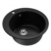 Мойкa ML-GM13 КОМФОРТ круглая, ультра-черная (344), 495мм (глуб. чаши 200)