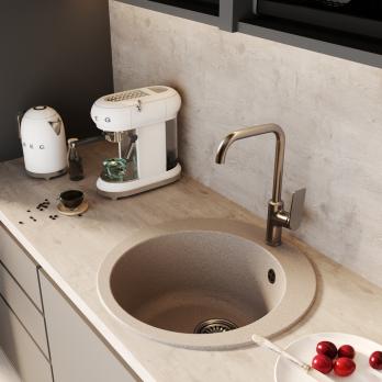 Мойкa ML-GM13 КОМФОРТ круглая, песочная (302), 495мм (глуб. чаши 200)