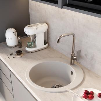 Мойкa ML-GM13 КОМФОРТ круглая, белая (331), 495мм (глуб. чаши 200)