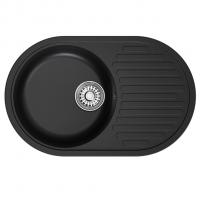 Мойка ML-GM16 КОМФОРТ овальная с крылом, ультра-черная (344), 730*460*180мм