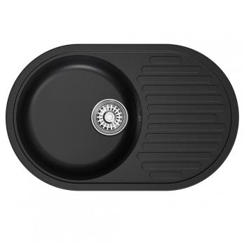 Мойка ML-GM16 КОМФОРТ овальная с крылом, ультра-черная (344), 730*460*180мм
