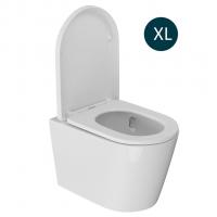 Унитаз подвесной безободковый WAVE KORAL Tornado3.0, сид. дюропласт,м/л,быстр,БЕЛЫЙ глянец (XL)