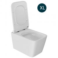 Унитаз подвесной безободковый WAVE LEON сид. дюропласт, м/л, быстр, БЕЛЫЙ глянец (XL)