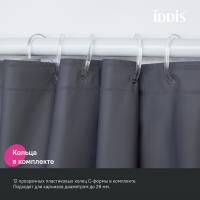 Штора для ванной полиэтилен IDDIS P03PE18i11 Promo  180*200 тёмно-серая  c кольцами