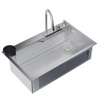 Мойка настол.монтаж 75х46 (3,0) вып 3 1/2  MIXLINE PRO 21,5см с сиф.(сатин)+доз+смесит+кол+д/р+о/с