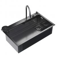 Мойка настол.монтаж 75х46 (3,0) вып 3 1/2  MIXLINE PRO 21,5см с сиф.(ч.граф)+доз+смесит+кол+д/р+о/с