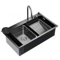 Мойка настол.монтаж 75х46 (3,0) вып 3 1/2  MIXLINE PRO 21,5см с сиф.(ч.граф)+доз+смесит+кол+д/р+о/с