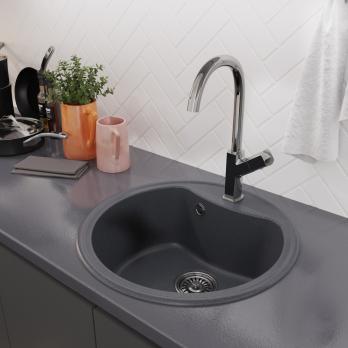Мойкa ML-GM09 КОМФОРТ круглая, антрацит (343), 510 мм (глуб. чаши 190)