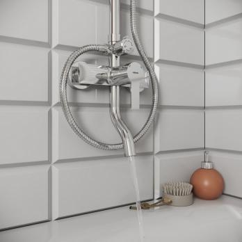 Душевая система 35к Milardo STRSB1FM06 "Stripe" лейка "Тропический душ", ХРОМ