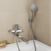 Смеситель для ванны и раковины 35к Milardo DEMSB00M10 "Demi" с душ аксессуарами, излив 350мм,ХРОМ