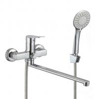Смеситель для ванны и раковины 35к Milardo DEMSB00M10 "Demi" с душ аксессуарами, излив 350мм,ХРОМ