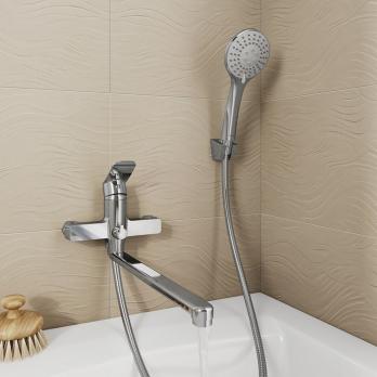 Смеситель для ванны и раковины 35к Milardo DEMSB00M10 "Demi" с душ аксессуарами, излив 350мм,ХРОМ