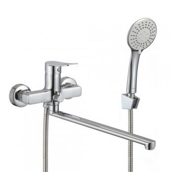 Смеситель для ванны и раковины 35к Milardo DEMSB00M10 "Demi" с душ аксессуарами, излив 350мм,ХРОМ