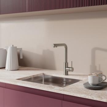 Смеситель для кухни 35к IDDIS RULSTLFi05 "Rule" с вых. для пит.фильтра выс.пов. излив, п/гайку СТАЛЬ