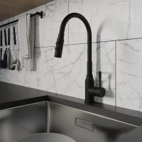 Смеситель для кухни 35к Milardo M01BL2FM05 "Meal" выс.гибкий излив, душ насадка 2реж, п/гайку ЧЕРНЫЙ