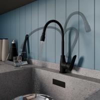 Смеситель для кухни 35к Milardo M07BL2FM05 "Meal" выс.гибкий излив, душ насадка, п/гайку ЧЕРНЫЙ мат