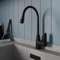 Смеситель для кухни 35к Milardo M07BL2FM05 "Meal" выс.гибкий излив, душ насадка, п/гайку ЧЕРНЫЙ мат