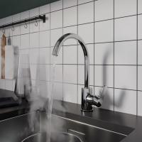 Смеситель для кухни 35к Milardo POLSBJ0M05 "Poli" высокий пов. излив, п/гайку, пластик, ХРОМ