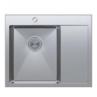 Мойка настол.монтаж 60х50 (3,0) лев. вып 3 1/2  MIXLINE PRO с ФАСКОЙ 20см с сифоном (сатин)