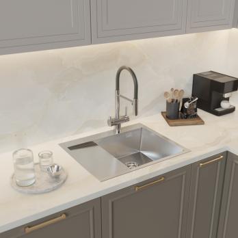 Мойка настол.монтаж 60х50 (3,0) прав. вып 3 1/2  MIXLINE PRO с ФАСКОЙ 20см с сифоном (сатин)