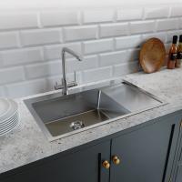 Мойка настол.монтаж 78х50 (3,0) лев. вып 3 1/2  MIXLINE PRO с ФАСКОЙ 20см с сифоном (сатин)