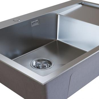 Мойка настол.монтаж 78х50 (3,0) лев. вып 3 1/2  MIXLINE PRO с ФАСКОЙ 20см с сифоном (сатин)