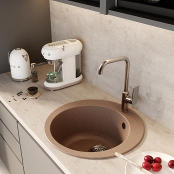 Мойкa ML-GM13 КОМФОРТ круглая, терракотовая (307), 495мм (глуб. чаши 200)