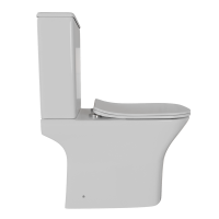 Унитаз-компакт безободковый WAVE CITY гориз, нижн, 2-кн.арм, сид. полипр, м/л, быстр, БЕЛЫЙ глянец