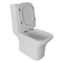 Унитаз-компакт безободковый WAVE CITY гориз, нижн, 2-кн.арм, сид. полипр, м/л, быстр, БЕЛЫЙ глянец