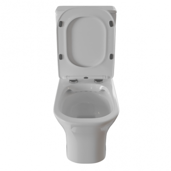 Унитаз-компакт безободковый WAVE CITY гориз, нижн, 2-кн.арм, сид. полипр, м/л, быстр, БЕЛЫЙ глянец