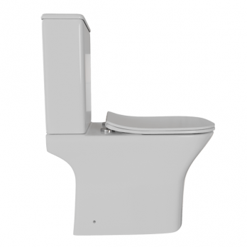 Унитаз-компакт безободковый WAVE CITY гориз, нижн, 2-кн.арм, сид. полипр, м/л, быстр, БЕЛЫЙ глянец